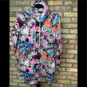 Almost Famous Cowl Neck Graffiti Sweatshirt Dress
